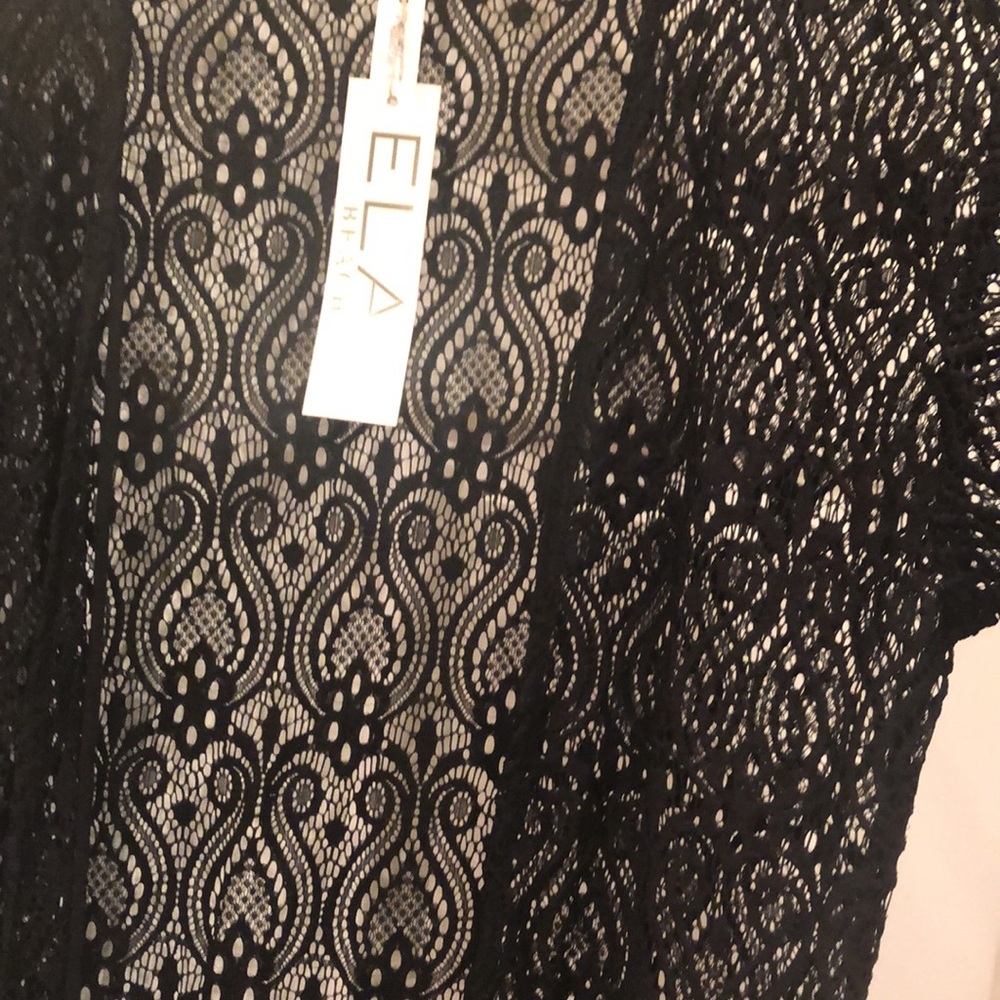 Elan Beach Long Black Lace Cover Up - Picture 4 of 15